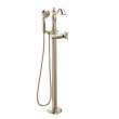 Cassidy Single Handle Floor Mount Tub Filler Trim with Hand Shower Less Handle in Polished Nickel