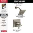 Delta Pivotal(R): Monitor(R) 17 Series H2OKinetic(R) Shower Trim, T17299-SS-PR