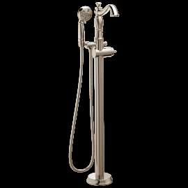 Delta Cassidy(R): Single Handle Floor Mount Tub Filler Trim with Hand Shower - Less Handle, T4797-PNFL-LHP