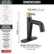 15849LF-GZPD Nicoli 7.31-in x 6.06-in x 8.63-in Single Handle Pull-Down Bathroom Faucet, Matte Black and Champagne Bronze