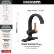 15855LF-GZ Albion 6.50-in x 6.06-in x 8.00-in Single Handle Bathroom Faucet, Matte Black and Champagne Bronze