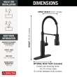 18804Z-BL-DST Theodora 11.94-in x 10.75-in x 20.25-in Single-Handle Pull-Down Spring Kitchen Faucet, Matte Black