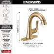 533LF-CZPDMPU Kayra 7.00-in x 6.00-in x 7.50-in Single Handle Pull-Down Bathroom Faucet, Champagne Bronze