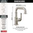584SH-SS-PR-DST Broderick 7.13-in x 2.00-in x 7.94-in Single Handle Bathroom Faucet, Lumicoat Stainless