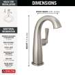 677-SS-PR-DST Stryke 6.63-in x 4.31-in x 9.50-in Single Handle Mid-Height Bathroom Faucet, Lumicoat Stainless