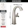 6776-SS-PR-DST Stryke 6.63-in x 4.31-in x 9.50-in Single Handle Mid-Height Bathroom Faucet, Lumicoat Stainless