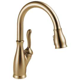 9178-CZ-DST Leland 11.47-in x 10.44-in x 14.88-in Single-Handle Pull-Down Kitchen Faucet with Shieldspray Technology, Champagne Bronze