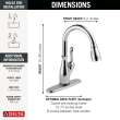 9178TLV-DST Leland 11.63-in x 10.75-in x 15.38-in VoiceIQ Kitchen Faucet with Touch2O with Touchless Technology, Chrome