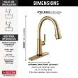 9179T-CZ-DST Coranto 1.25-in x 10.75-in x 16.00-in Single-Handle Pull-Down Kitchen Faucet with Touch2O Technology, Champagne Bronze