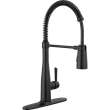 9613-BL-DST Essa 11.50-in x 4.13-in x 19.38-in Single-Handle Pull-Down Spring Kitchen Faucet, Matte Black