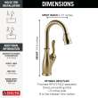 9678-CZ-DST Leland 8.25-in x 4.38-in x 14.50-in Single-Handle Pull-Down Bar and Prep Faucet, Champagne Bronze
