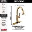 9979T-CZ-DST Coranto 1.25-in x 10.75-in x 14.38-in Single-Handle Pull-Down Bar and Prep Faucet with Touch2O Technology, Champagne Bronze