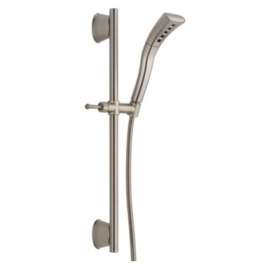 51579-SS Universal Showering Components H2Okinetic Single-Setting Slide Bar Hand Shower, Stainless