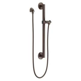 51600-RB Universal Showering Components Adjustable Slide Bar / Grab Bar Assembly with Elbow, Venetian Bronze