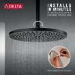 52158-BL25 Universal Showering Components Single-Setting Metal Raincan Shower Head, Matte Black