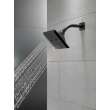 52664-BL Universal Showering Components H2Okinetic 5-Setting Angular Modern Raincan Shower Head, Matte Black