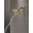 52664-CZ-PR Universal Showering Components H2Okinetic 5-Setting Angular Modern Raincan Shower Head, Lumicoat Champagne Bronze