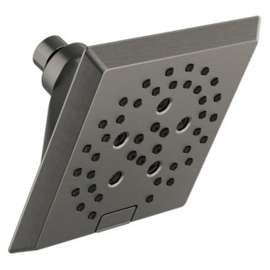 52664-KS-PR Universal Showering Components H2Okinetic 5-Setting Angular Modern Raincan Shower Head, Lumicoat Black Stainless