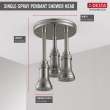 57190-SS25-L Universal Showering Components H2Okinetic Pendant Raincan Shower Head with LED Light, Stainless