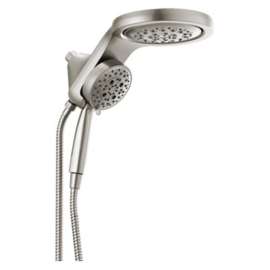 58680-SS Universal Showering Components HydroRain H2Okinetic 5-Setting Two-in-One Shower Head, Stainless