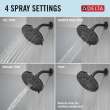 75617BL Universal Showering Components 4 Setting Shower Head, Matte Black