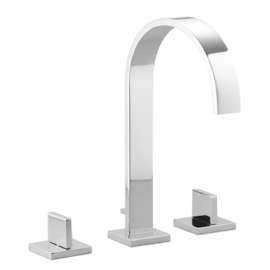 Three-hole basin mixer with individual rosettes