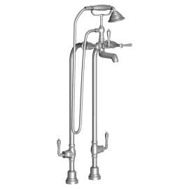 Fitzgerald Floor Mount Bathtub Filler with Hand Shower and Lever Handles, D35160950.100