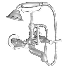 Fitzgerald Wall Mount Bathtub Faucet with Hand Shower and Lever Handles, D35160980.100