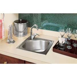 Stainless Steel Single Bowl Top Mount Bar Sink with Single Faucet Hole in Lustrous Highlighted Satin