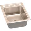 Antimicrobial Copper Single Bowl Top Mount Sink with 4 Faucet Holes in Lustrous Highlighted Satin