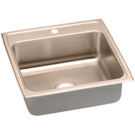 LRAD222265-CU Antimicrobial Copper Single Bowl Top Mount Sink