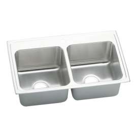 DLR332210 Gourmet Lustertone Stainless Steel Double Bowl Top Mount Sink