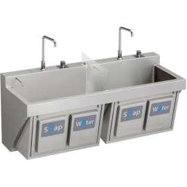 Commercial Scrub Sink with 2 Faucet Holes in Satin