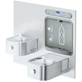 Filtered Bottle Filling Station with Integral Soft Sides Fountain in Stainless Steel