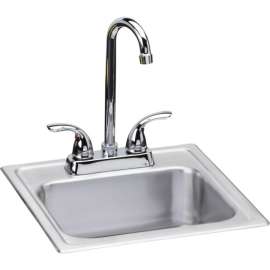 Stainless Steel Single Bowl Top Mount Sink Kit with 2 Faucet Holes in Elite Satin