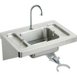 ESLV2820KC Commercial Surgeons Lavatory Sink Package with Single Faucet Hole in Buffed Satin
