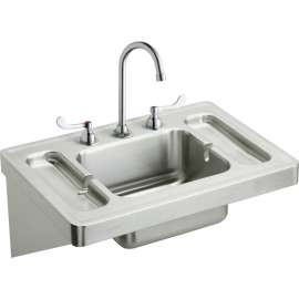 ESLV2820W4C Commercial Surgeons Lavatory Sink Package with 3 Faucet Holes in Buffed Satin