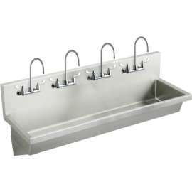 Commercial Stainless Steel Handwash Sink Package with 8 Faucet Holes in Buffed Satin