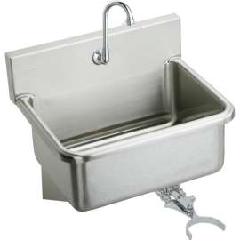 EWS2520KC Commercial Scrub Sink Package with Single Faucet Hole in Buffed Satin