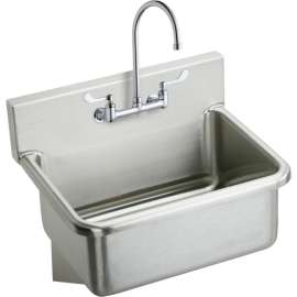 EWS2520W4C Commercial Scrub Sink Package with 2 Faucet Holes in Buffed Satin