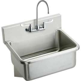 EWS2520W6C Commercial Scrub Sink Package with 2 Faucet Holes in Buffed Satin