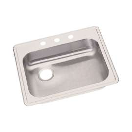 GE12521L4 Stainless Steel Single Bowl Top Mount Sink with 4 Faucet Holes in Satin