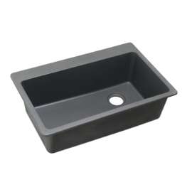 Single Bowl Top Mount Sink with Pre-scores for up to 7 Faucet Holes in Dusk Gray