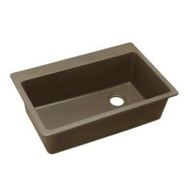 Single Bowl Top Mount Sink with Pre-scores for up to 7 Faucet Holes in Mocha