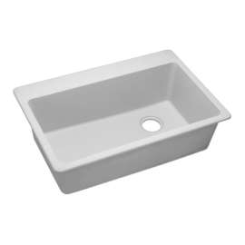 Single Bowl Top Mount Sink with Pre-scores for up to 7 Faucet Holes in White