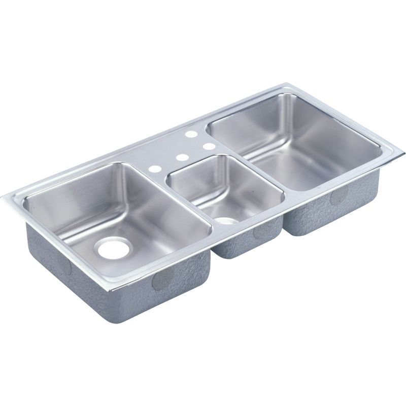 Elkay Ertone 43 In 18 Gauge Stainless Steel Triple Bowl Top Elkay Ertone 43 In 18 Gauge Stainless Steel Triple Bowl Top Mount Kitchen Sink