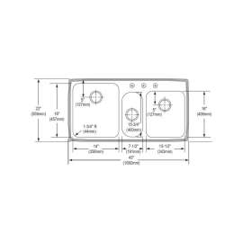 Stainless Steel Triple Bowl Top Mount Sink and Faucet Kit with 3 Faucet Holes in Lustrous Highlighted Satin