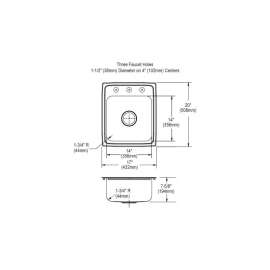 Gourmet Lustertone LH1720C Stainless Steel Single Bowl Top Mount Sink and Faucet Kit with 3 Faucet Holes in Lustrous Highlighted Satin