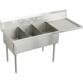 Weldbilt WNSF8345R4 Commercial Scullery Sink with 4 Faucet Holes in Buffed Satin