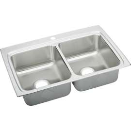 LR3322 Gourmet Lustertone Stainless Steel Double Bowl Top Mount Sink
